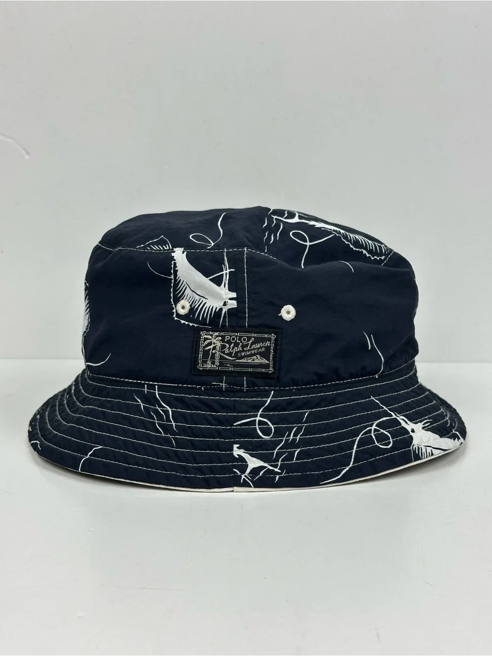 Polo by Ralph Lauren Reversible Cream Bucket Hat with Black Polo Player Logo
